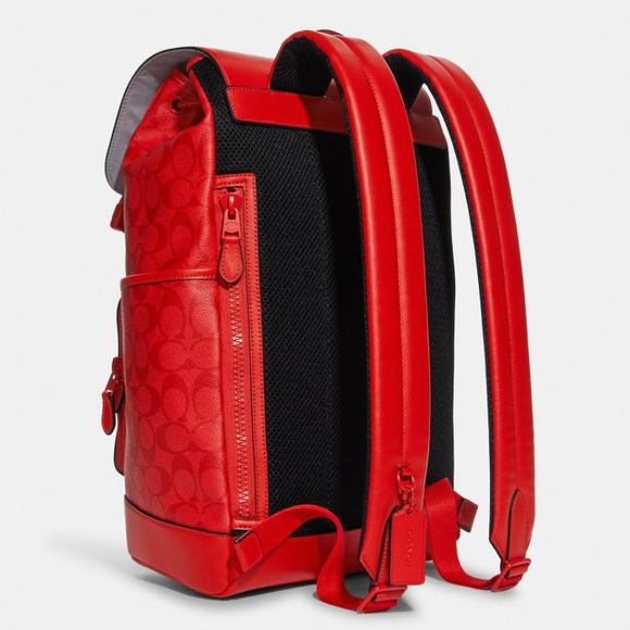 Coach Track Backpack in Signature Canvas Miami Red - Picture 2 of 10